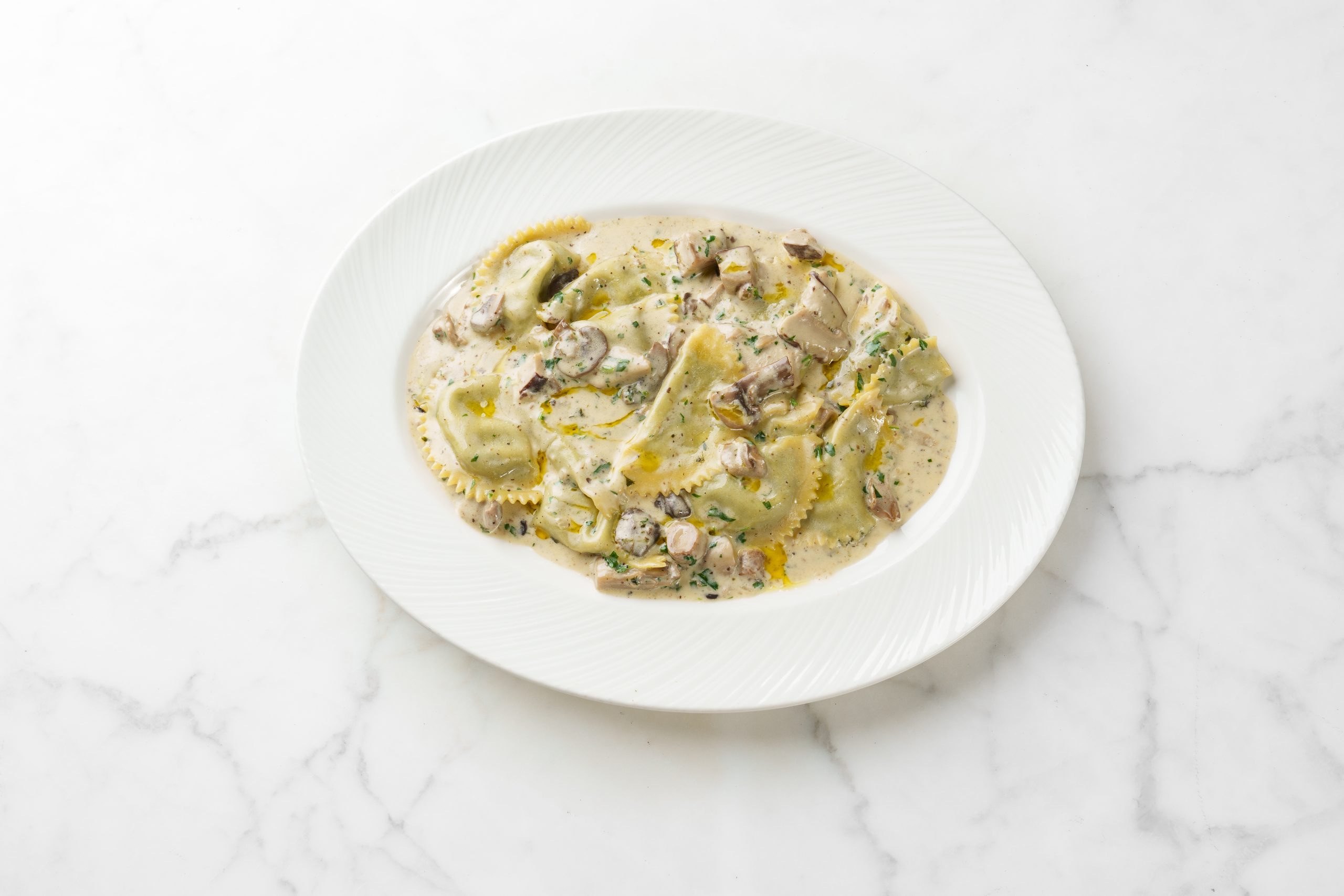 Ricotta & Spinach Ravioli with Mixed Mushrooms